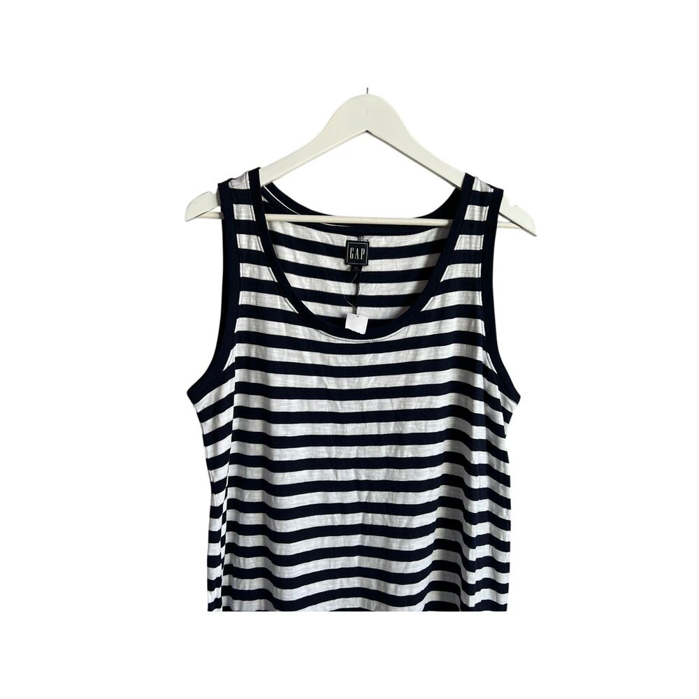 GAP WOMENS SIZE XLARGE COTTON TANK TIERED STRIPE SUNDRESS NAVY WHITE NEW - Picture 5 of 10